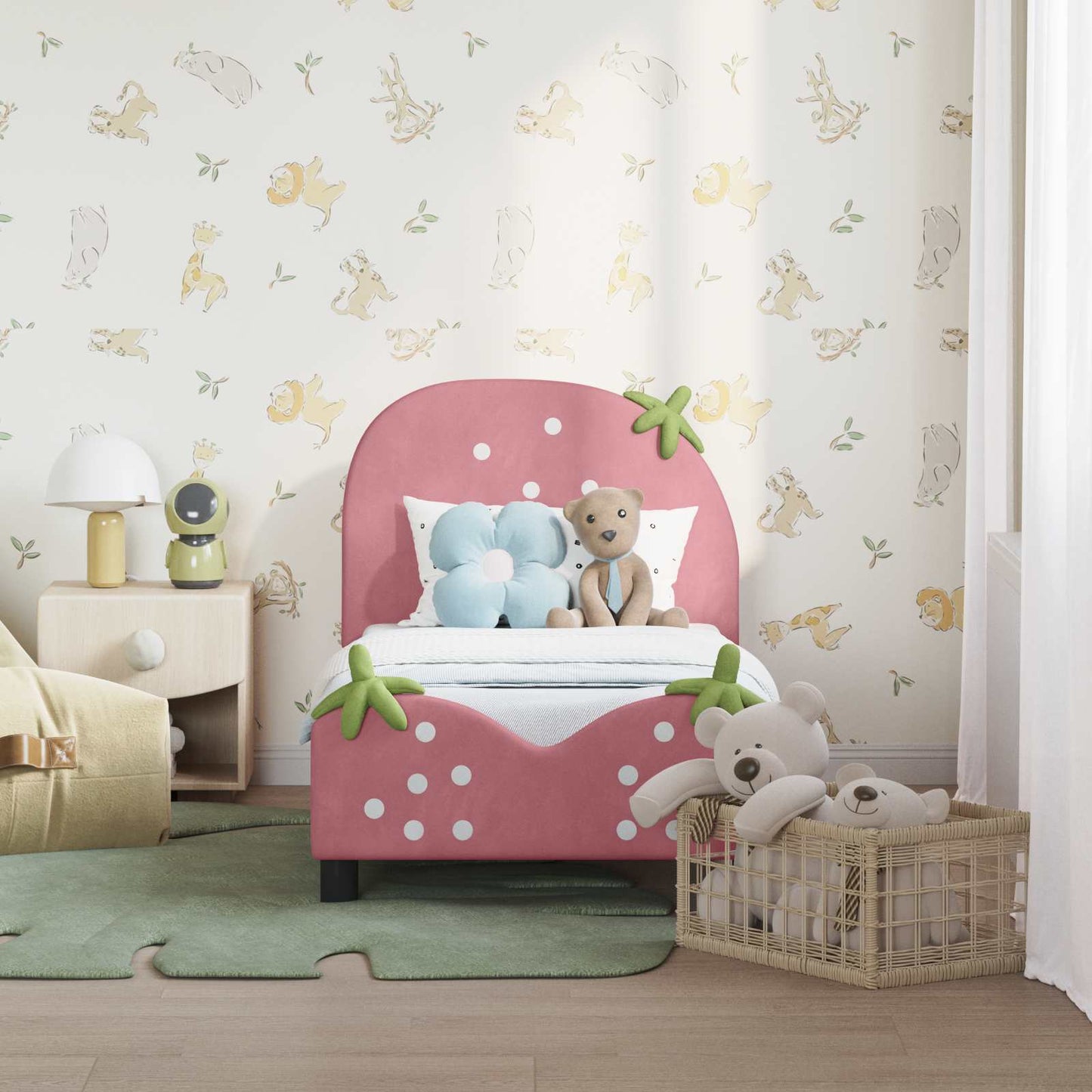 Struttura letto per bambini con testata Rosa 70 x 140 cm | homemem39