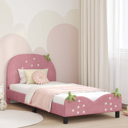 Struttura letto bambini con testata Rosa 90 x 190 cm Velluto | homemem39