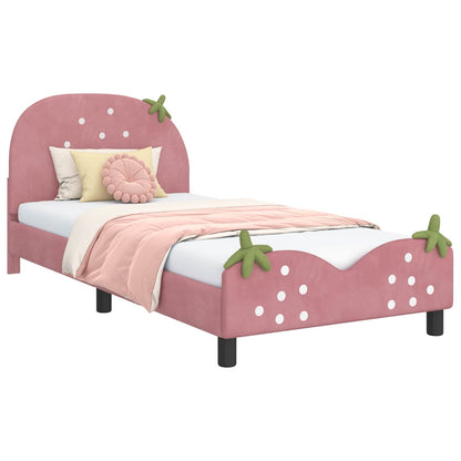 Struttura letto bambini con testata Rosa 90 x 190 cm Velluto | homemem39