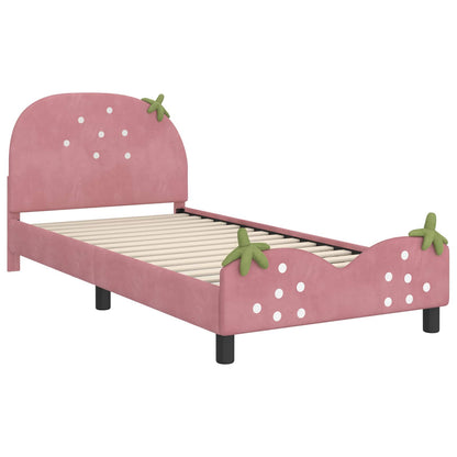Struttura letto bambini con testata Rosa 90 x 190 cm Velluto | homemem39