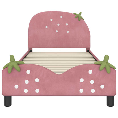 Struttura letto bambini con testata Rosa 90 x 190 cm Velluto | homemem39