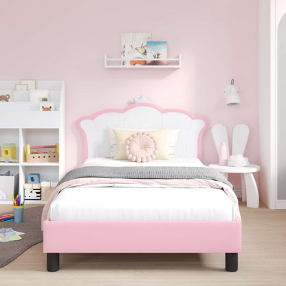 Struttura letto bambini con testata Rosa 80 x 200 cm PU | homemem39