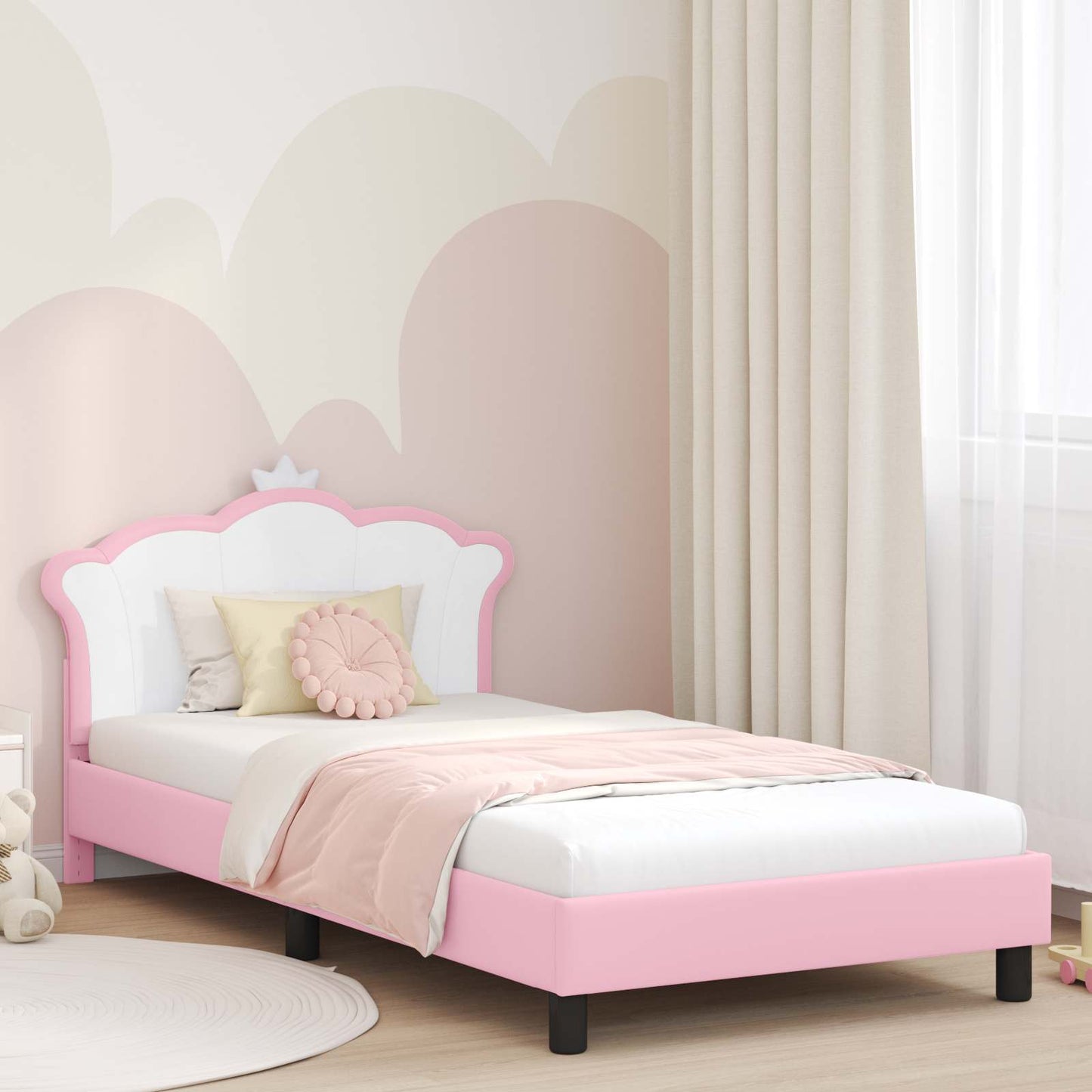 Struttura letto bambini con testata Rosa 90 x 190 cm PU | homemem39