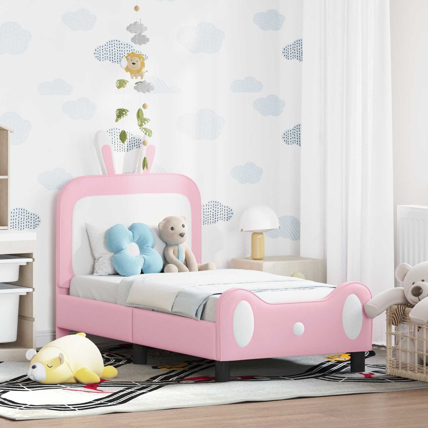 Struttura letto per bambini con testata Rosa 70 x 140 cm PU | homemem39