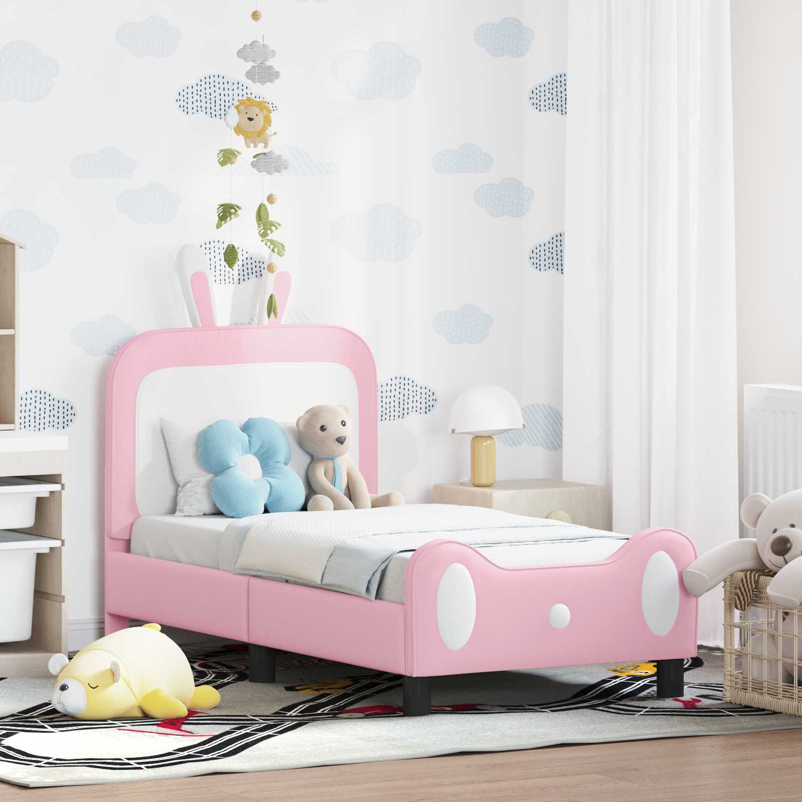 Struttura letto per bambini con testata Rosa 70 x 140 cm PU | homemem39