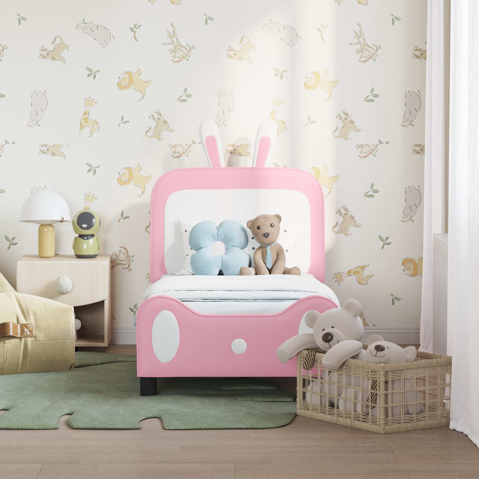 Struttura letto per bambini con testata Rosa 70 x 140 cm PU | homemem39