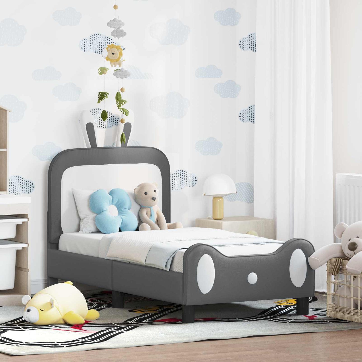 Struttura letto per bambini con testata Grigio Chiaro PU | homemem39