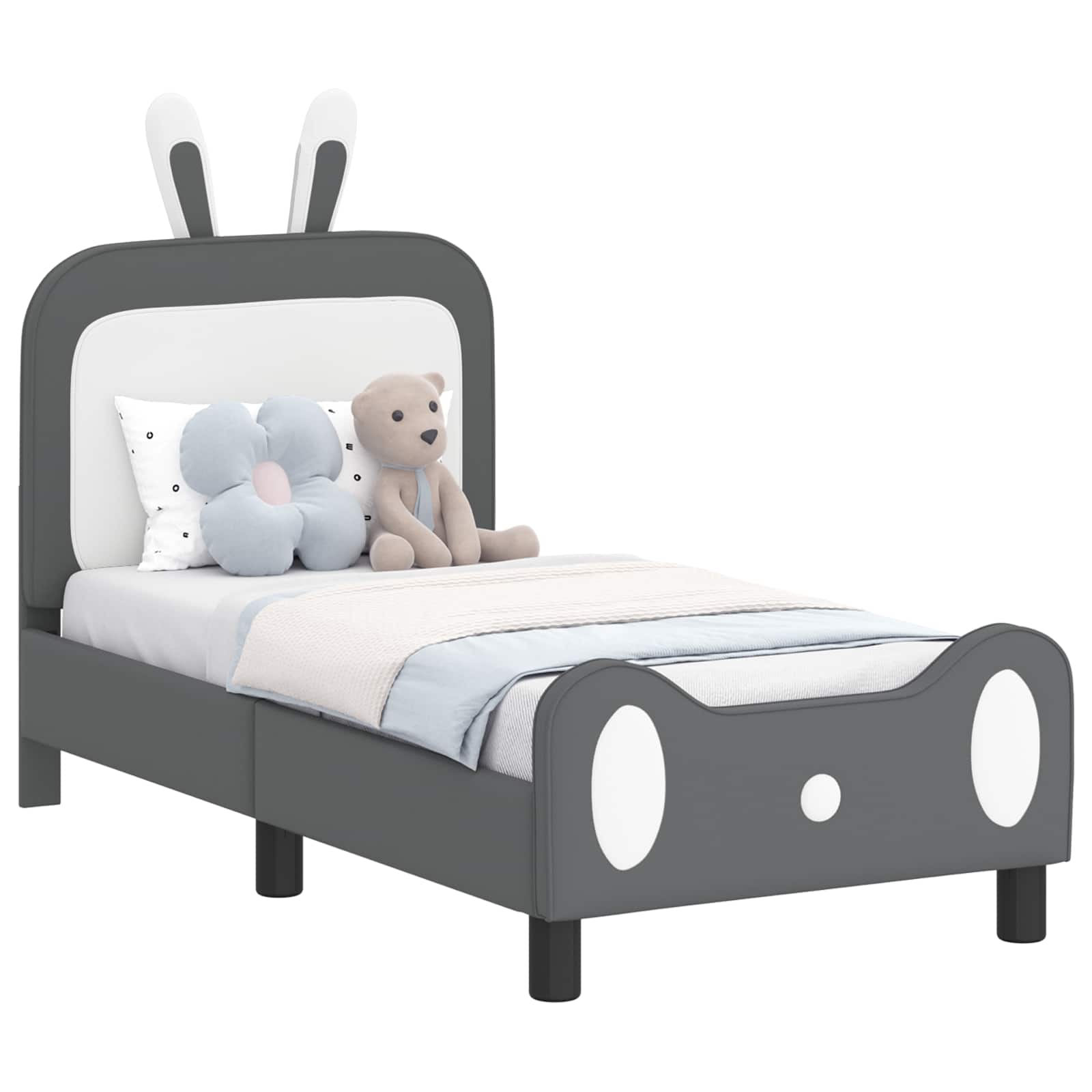 Struttura letto per bambini con testata Grigio Chiaro PU | homemem39