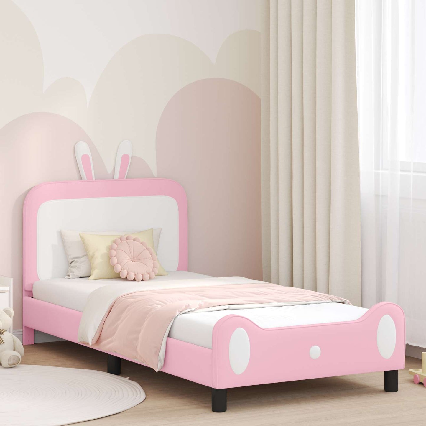 Struttura letto bambini con testata Rosa 80 x 200 cm PU | homemem39