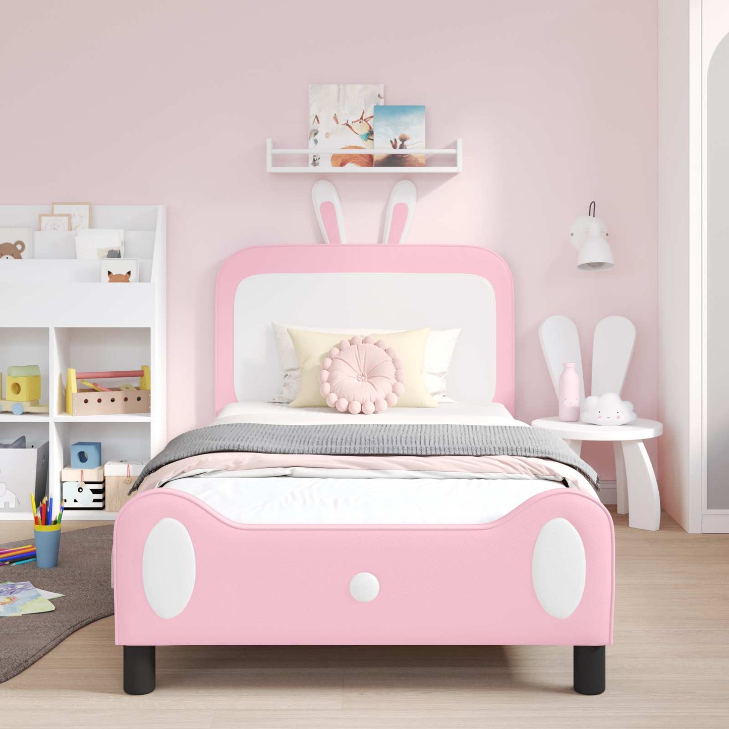Struttura letto bambini con testata Rosa 90 x 190 cm PU | homemem39