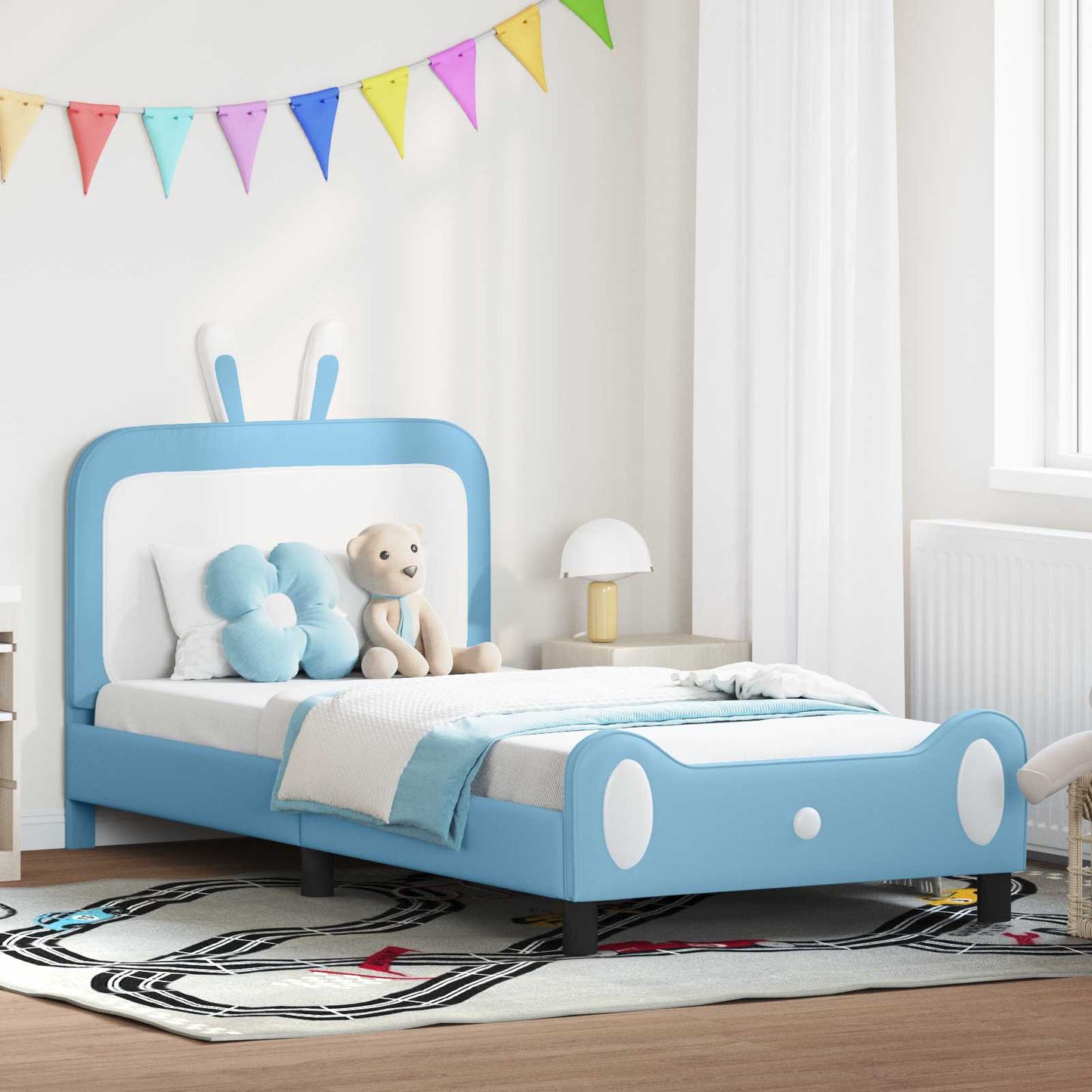 Struttura letto bambini con testata Blu 90 x 190 cm PU | homemem39