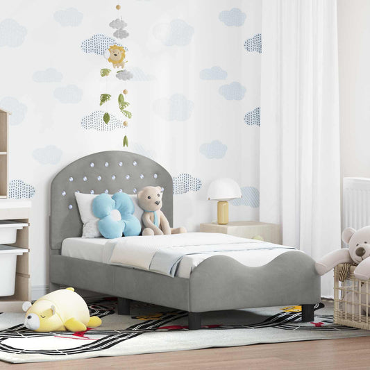 Struttura letto per bambini con testata Grigio Chiaro Velluto | homemem39