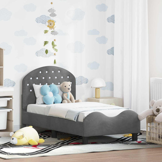 Struttura letto per bambini con testata Grigio Scuro Velluto | homemem39