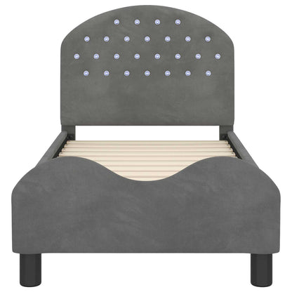 Struttura letto per bambini con testata Grigio Scuro Velluto | homemem39