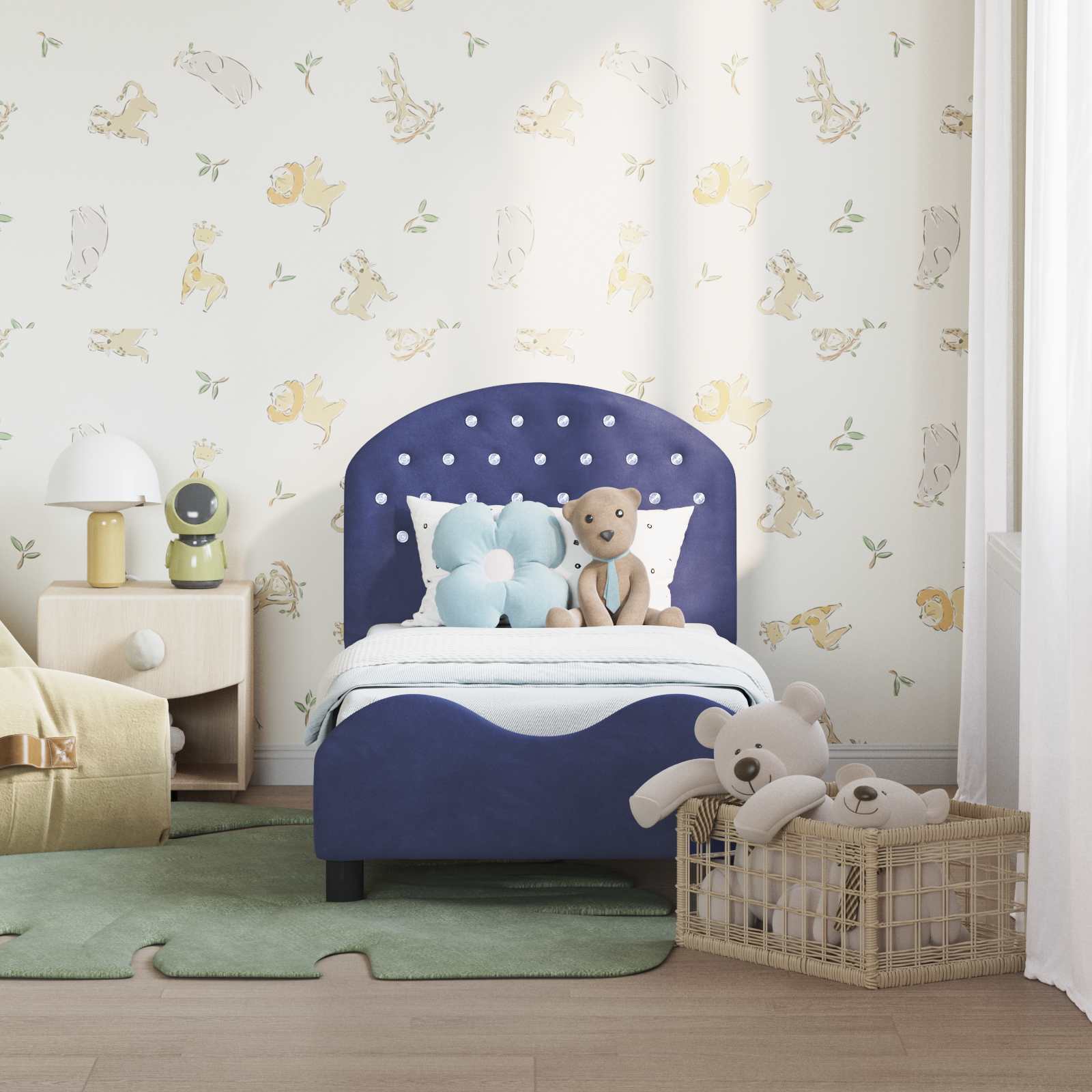 Struttura letto per bambini con testata Blu Polizia 70 x 140 cm | homemem39