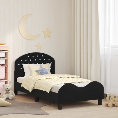 Struttura letto bambini con testata Nero 80 x 160 cm Velluto | homemem39