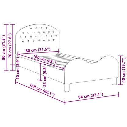Struttura letto bambini con testata Nero 80 x 160 cm Velluto | homemem39