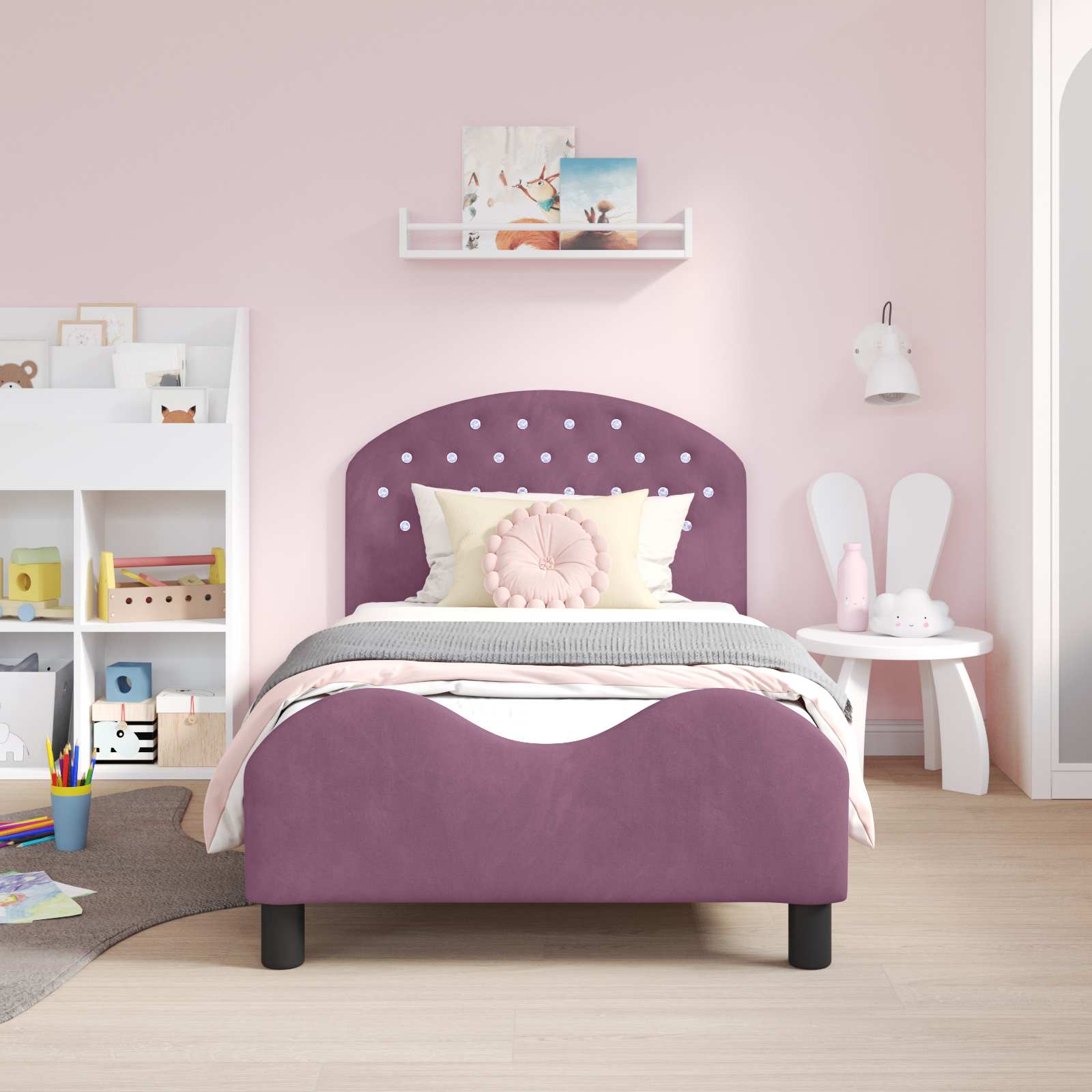 Struttura letto bambini con testata Viola 80 x 160 cm Velluto | homemem39