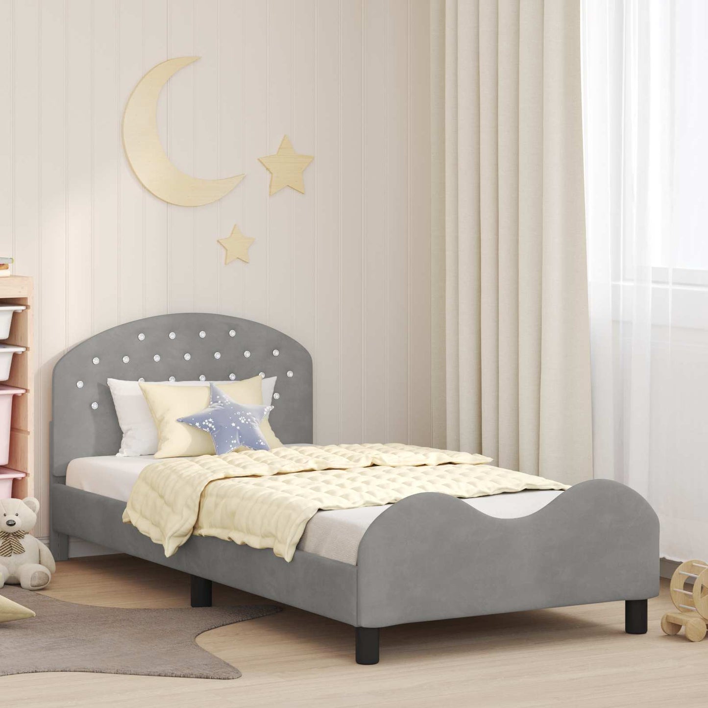 Struttura letto bambini con testata Grigio chiaro 80 x 200 cm