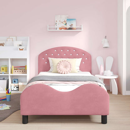 Struttura letto bambini con testata Rosa 80 x 200 cm Velluto