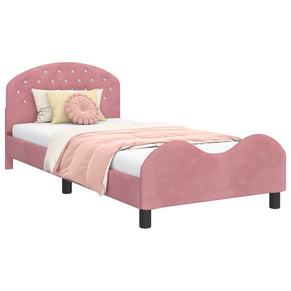 Struttura letto bambini con testata Rosa 80 x 200 cm Velluto