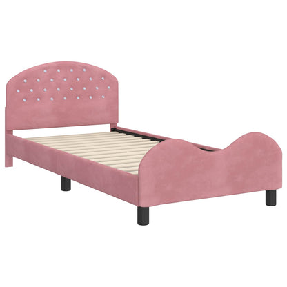Struttura letto bambini con testata Rosa 80 x 200 cm Velluto