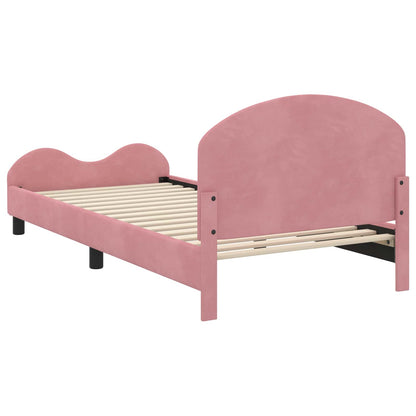 Struttura letto bambini con testata Rosa 80 x 200 cm Velluto