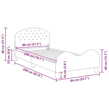 Struttura letto bambini con testata Rosa 80 x 200 cm Velluto