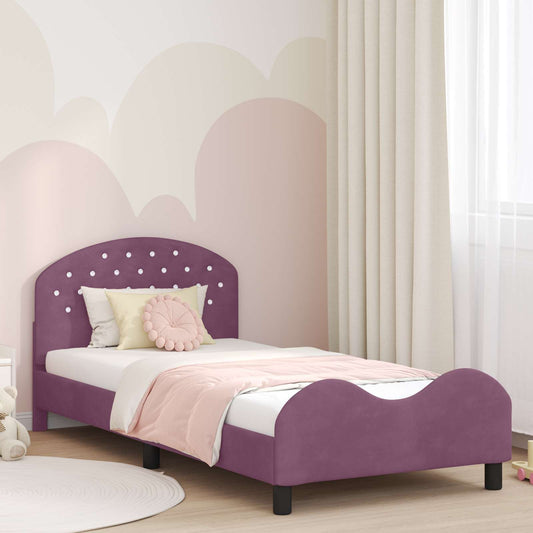 Struttura letto bambini con testata Viola 80 x 200 cm Velluto
