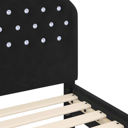 Struttura letto bambini con testata Nero 90 x 190 cm Velluto