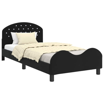 Struttura letto bambini con testata Nero 90 x 190 cm Velluto