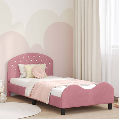 Struttura letto bambini con testata Rosa 90 x 190 cm Velluto