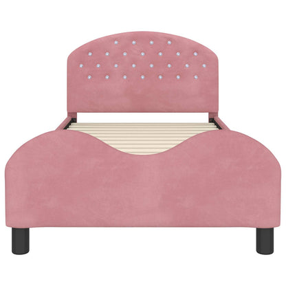 Struttura letto bambini con testata Rosa 90 x 190 cm Velluto