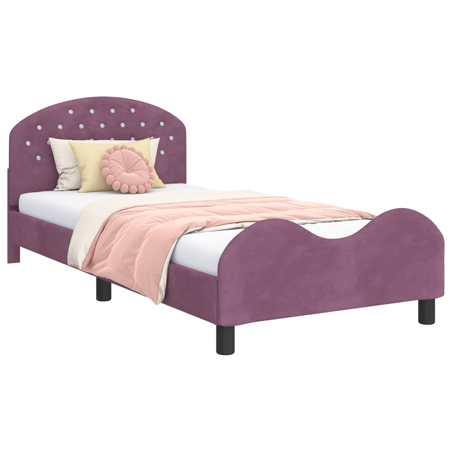Struttura letto bambini con testata Viola 90 x 190 cm Velluto