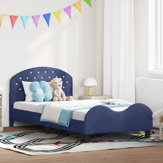Struttura letto bambini con testata Blu Polizia 90 x 190 cm