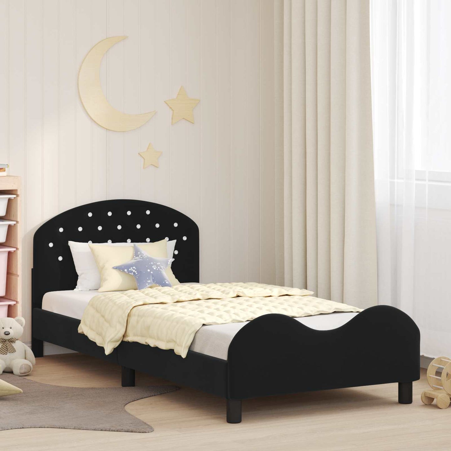 Struttura letto bambini con testata Nero 90 x 200 cm Velluto
