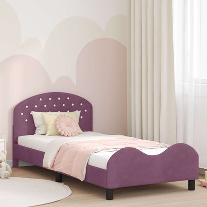 Struttura letto bambini con testata Viola 90 x 200 cm Velluto