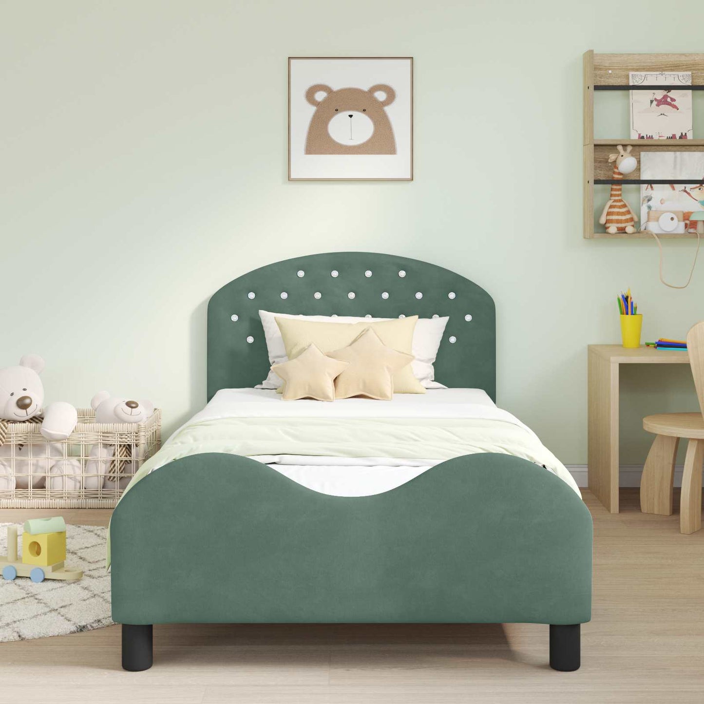 Struttura letto bambini con testata Verde Mare 90 x 200 cm