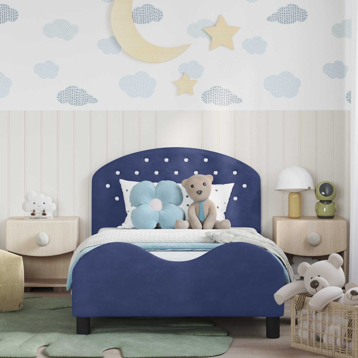 Struttura letto bambini con testata Blu Polizia 90 x 200 cm