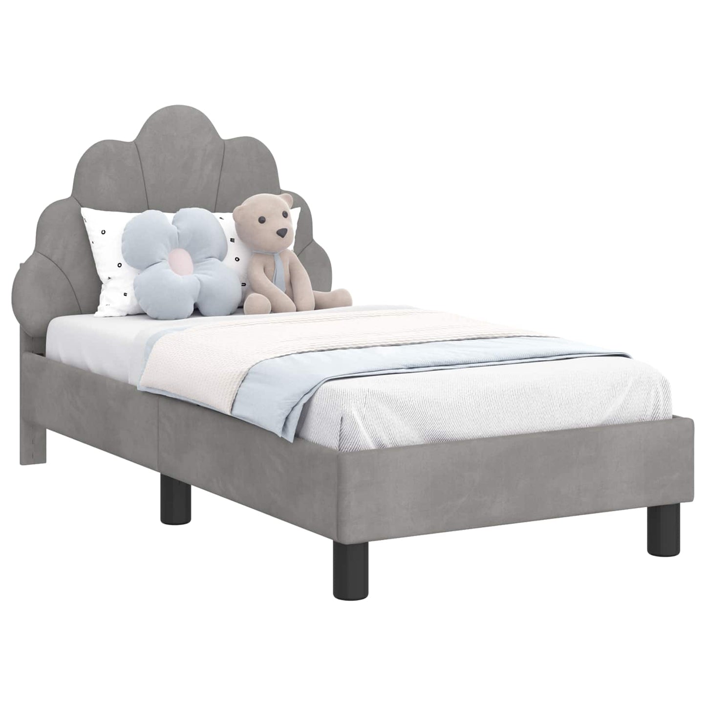 Struttura letto per bambini con testata Grigio chiaro Velluto