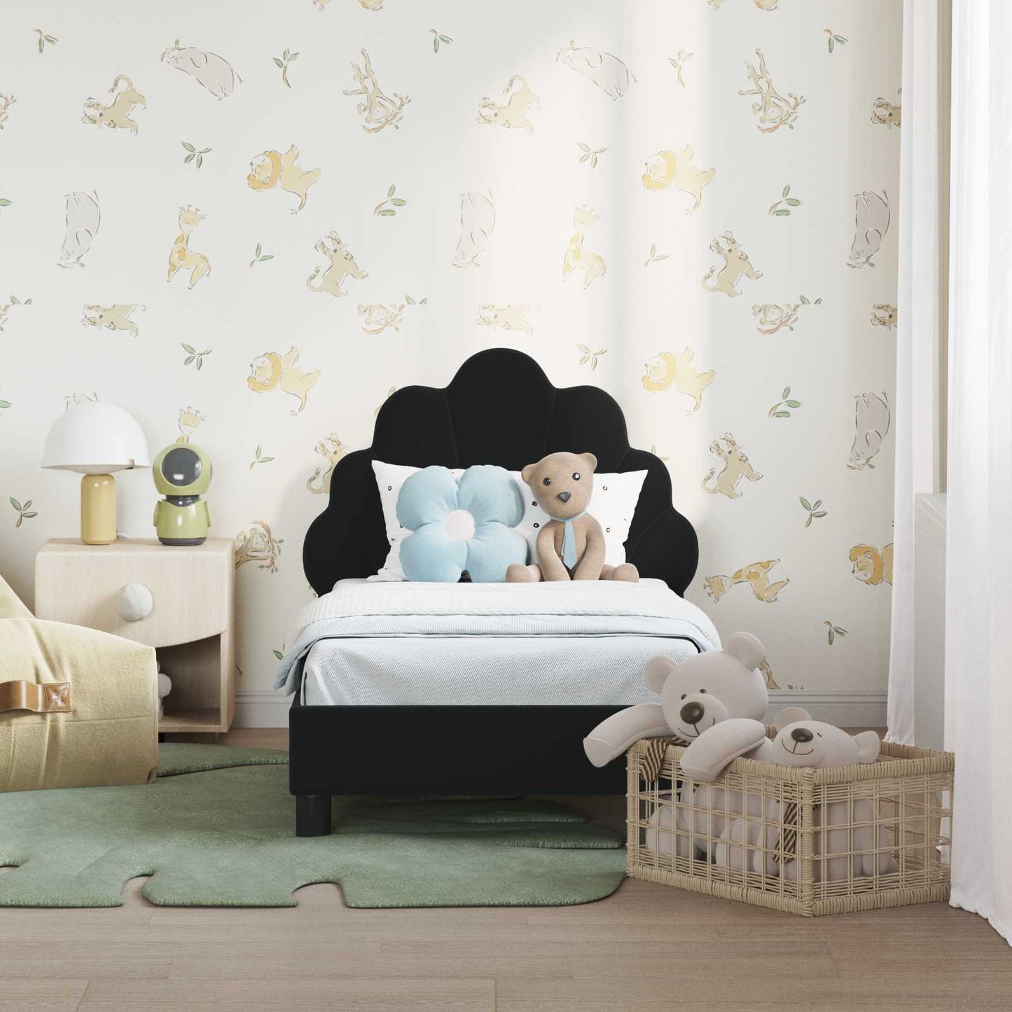 Struttura letto per bambini con testata Nero 70 x 140 cm