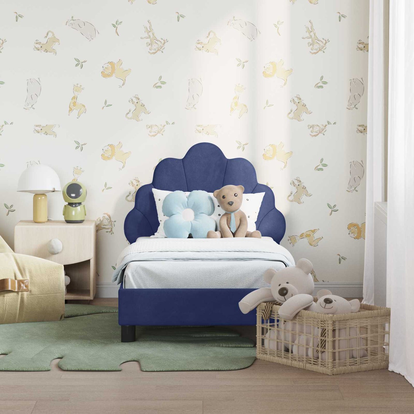 Struttura letto per bambini con testata Blu Polizia 70 x 140 cm