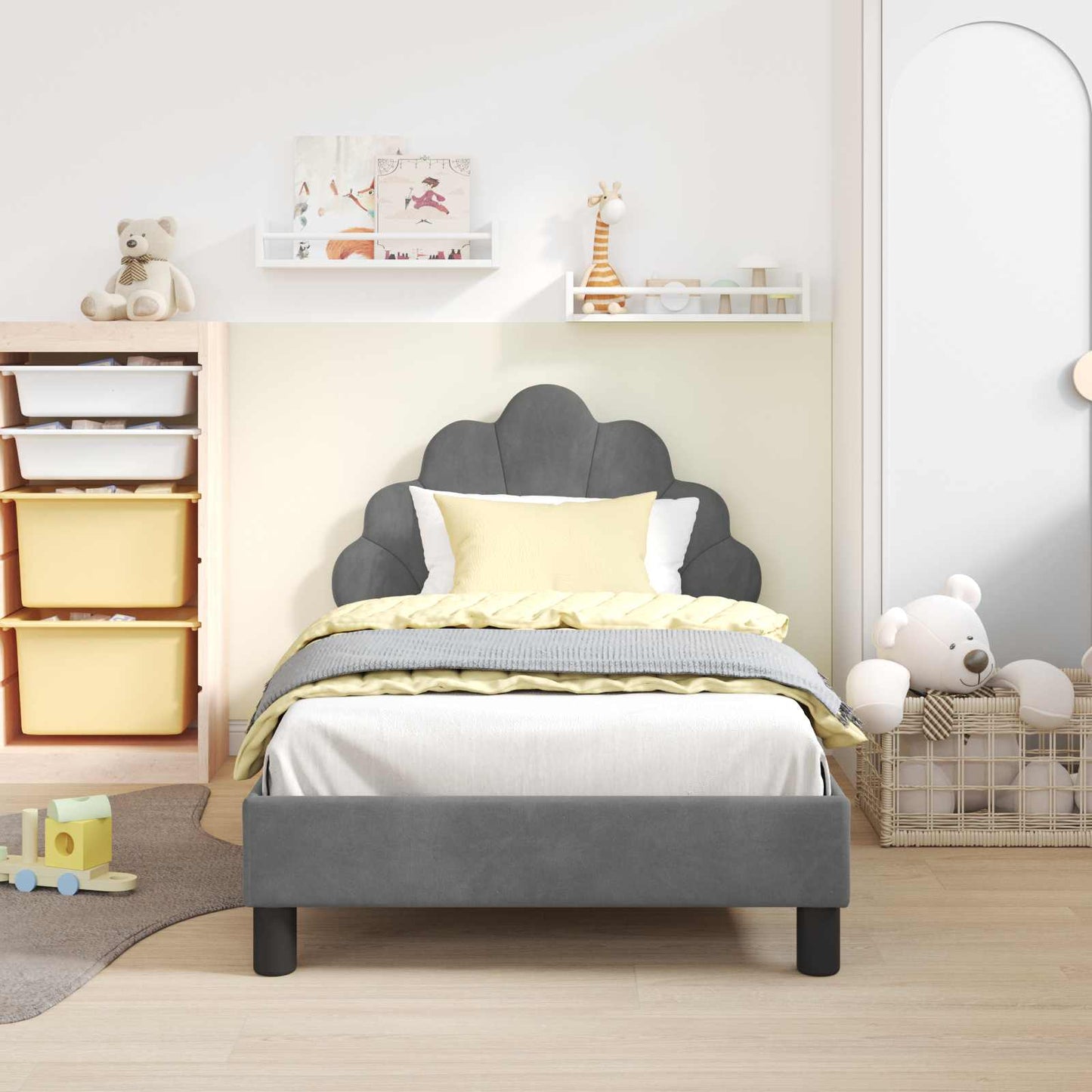 Struttura letto bambini con testata Grigio scuro 80 x 160 cm