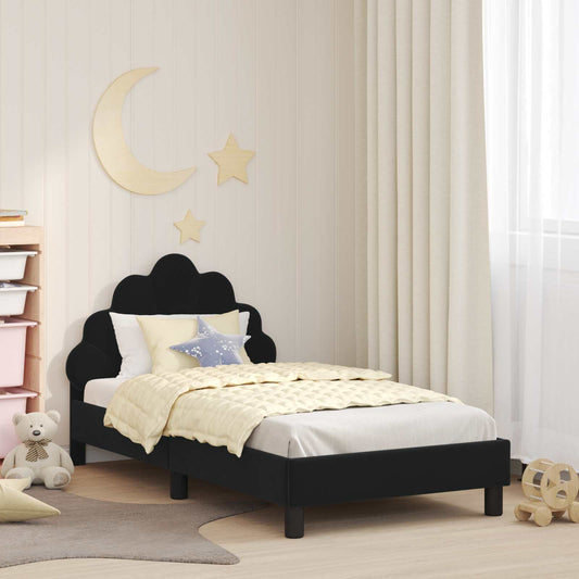 Struttura letto bambini con testata Nero 80 x 160 cm Velluto