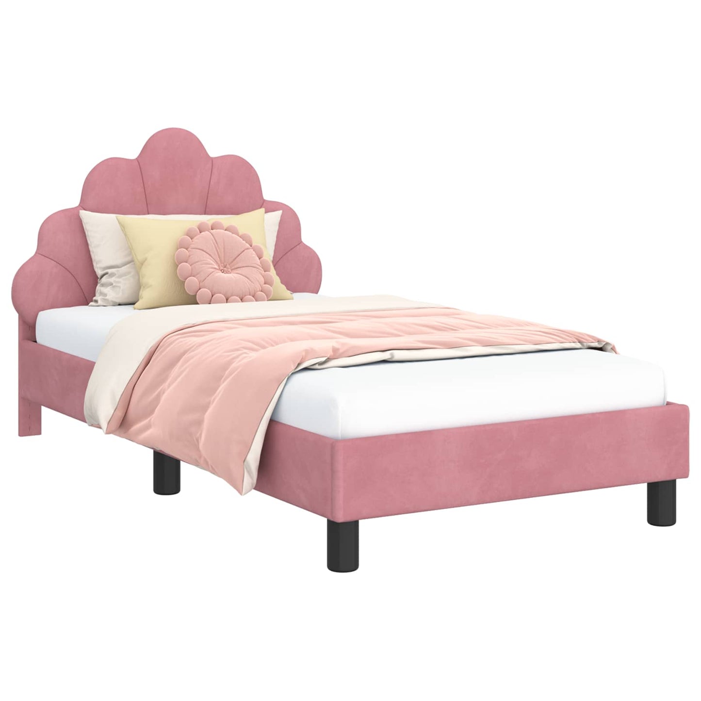 Struttura letto bambini con testata Rosa 80 x 160 cm Velluto