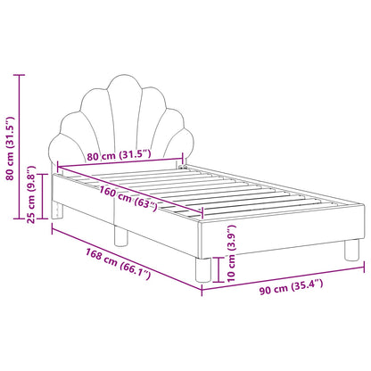 Struttura letto bambini con testata Rosa 80 x 160 cm Velluto