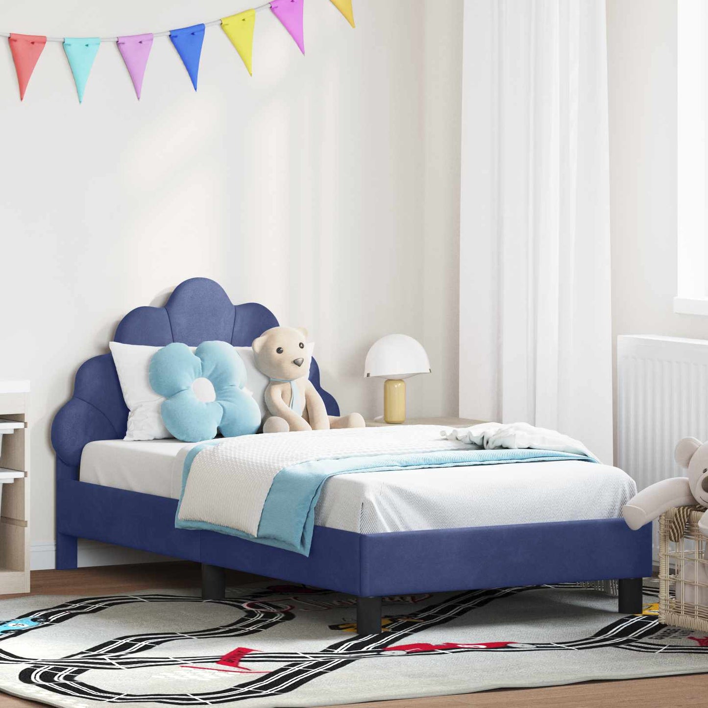 Struttura letto bambini con testata Blu Polizia 80 x 160 cm