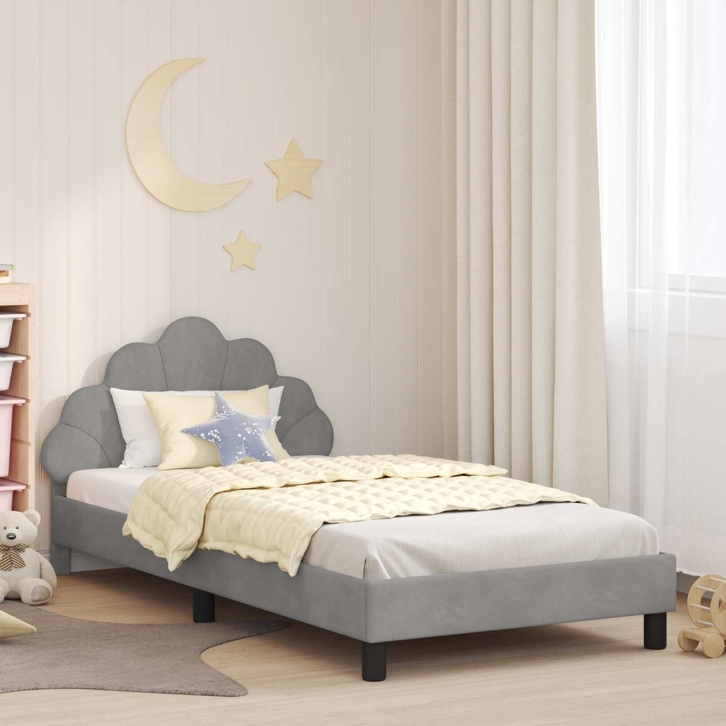 Struttura letto bambini con testata Grigio chiaro 80 x 200 cm