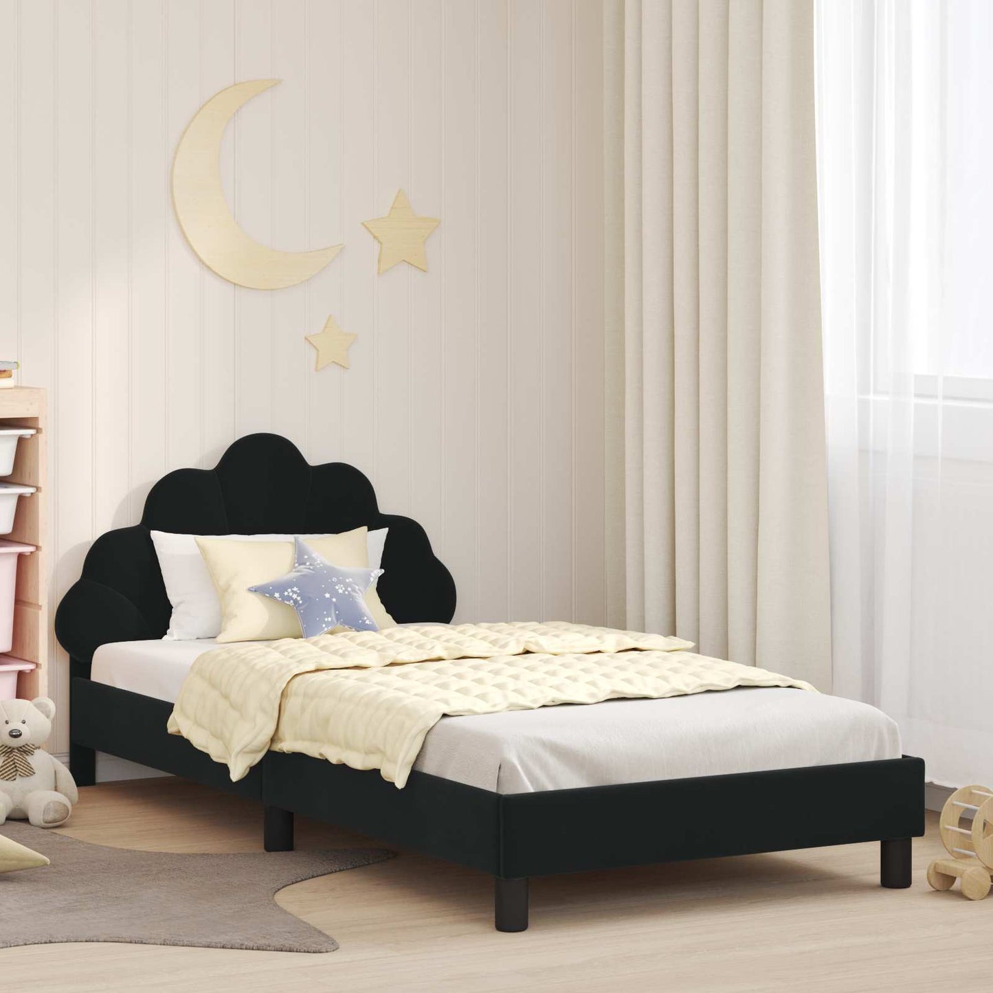 Struttura letto bambini con testata Nero 80 x 200 cm Velluto