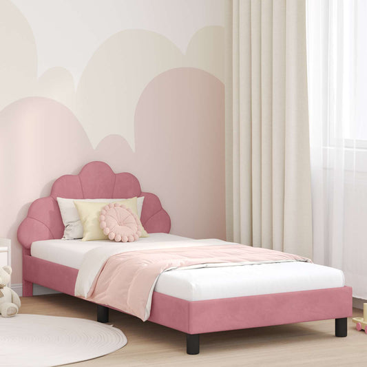 Struttura letto bambini con testata Rosa 80 x 200 cm Velluto
